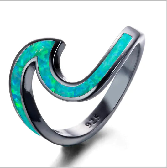 Black Gold Opal Ring with Diamond Accent (Stylish Design)