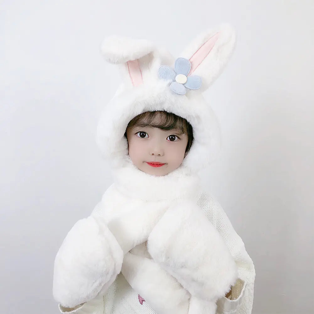 Children's One-Piece Hat with Scarf and Gloves Set