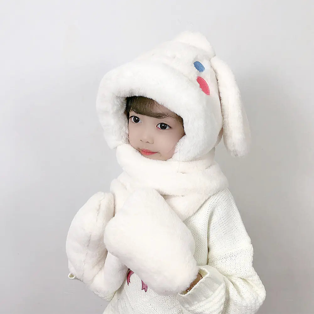 Children's One-Piece Hat with Scarf and Gloves Set