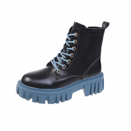 Round Toe Lace-Up Martin Boots for Autumn & Winter