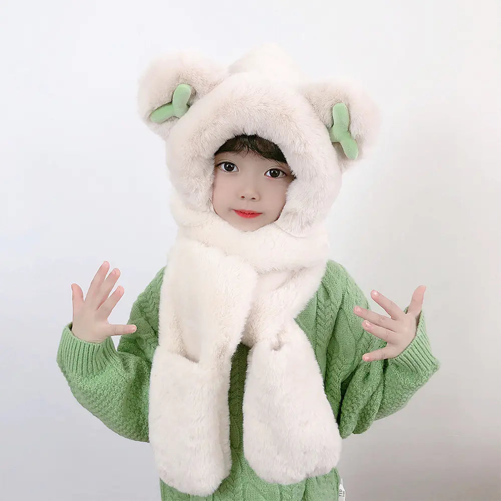 Children's One-Piece Hat with Scarf and Gloves Set
