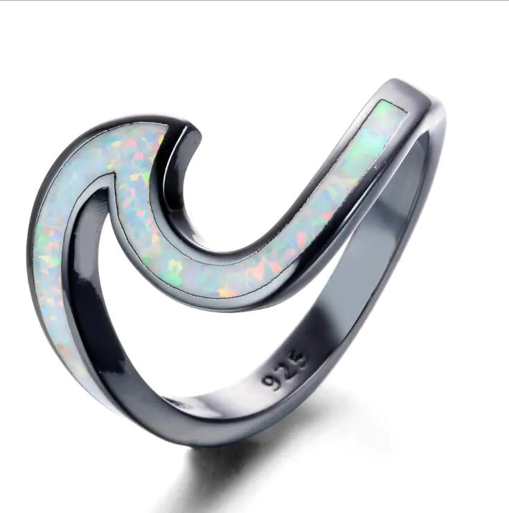 Black Gold Opal Ring with Diamond Accent (Stylish Design)