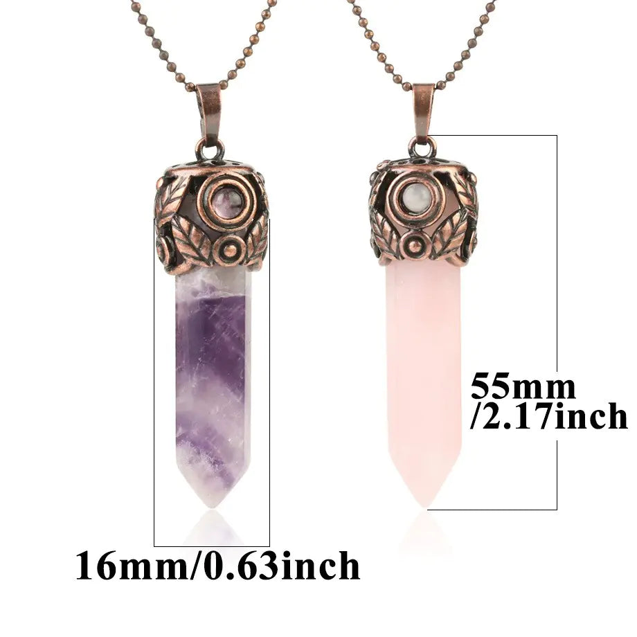 Natural Amethyst Hexagonal Pendant Necklace for Women