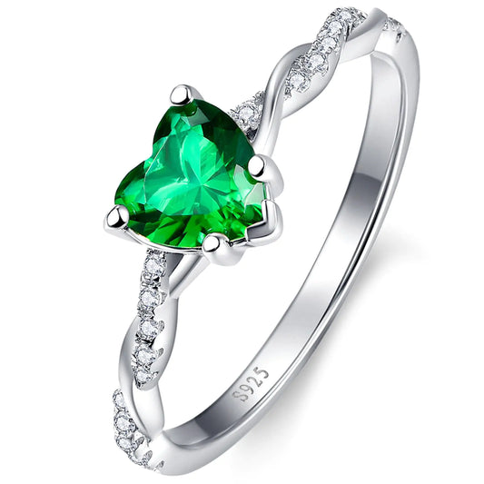 Yaresul 1.25Carat Created Green Emerald Ring for Women 925 Sterling Silver Emerald Engagement Ring Green Heart Ring for Women Promise Ring for Her Size 5