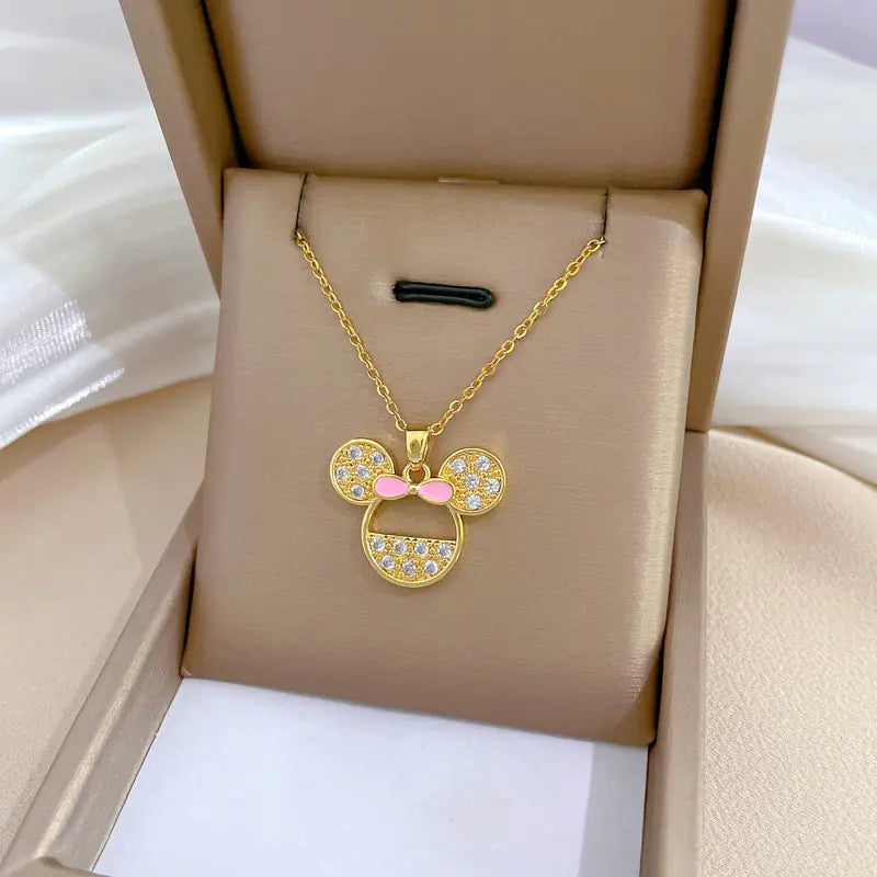 Titanium Steel Mickey Head Necklace for Women