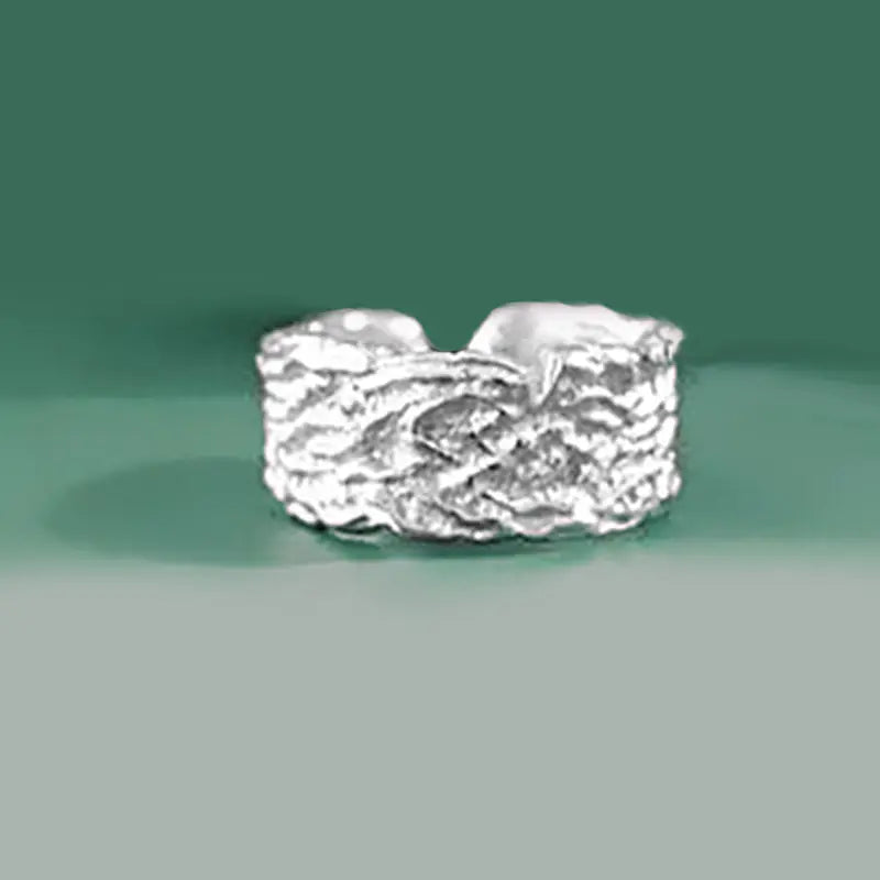 French Textured Ring Set with Korean Style Open Ring