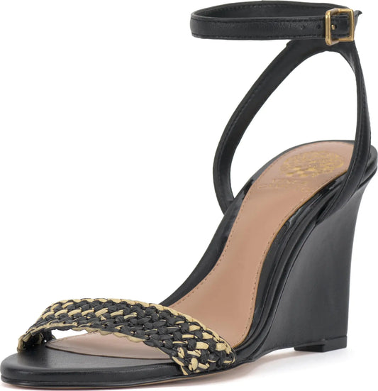 Vince Camuto Womens JEFANY Wedge Sandal Black Natrual 8