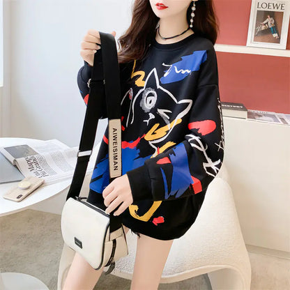 2023 Women's Cartoon Loose Fashion Hoodie Jacket
