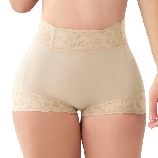 NonEcho Women Tummy Control Body Shaper High Waist Shorts Butt Lifter Shapewear Lace Panties Compression Underwear Beige
