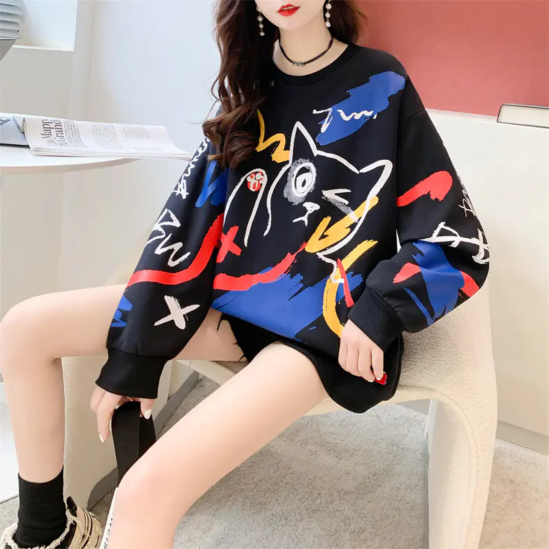 2023 Women's Cartoon Loose Fashion Hoodie Jacket