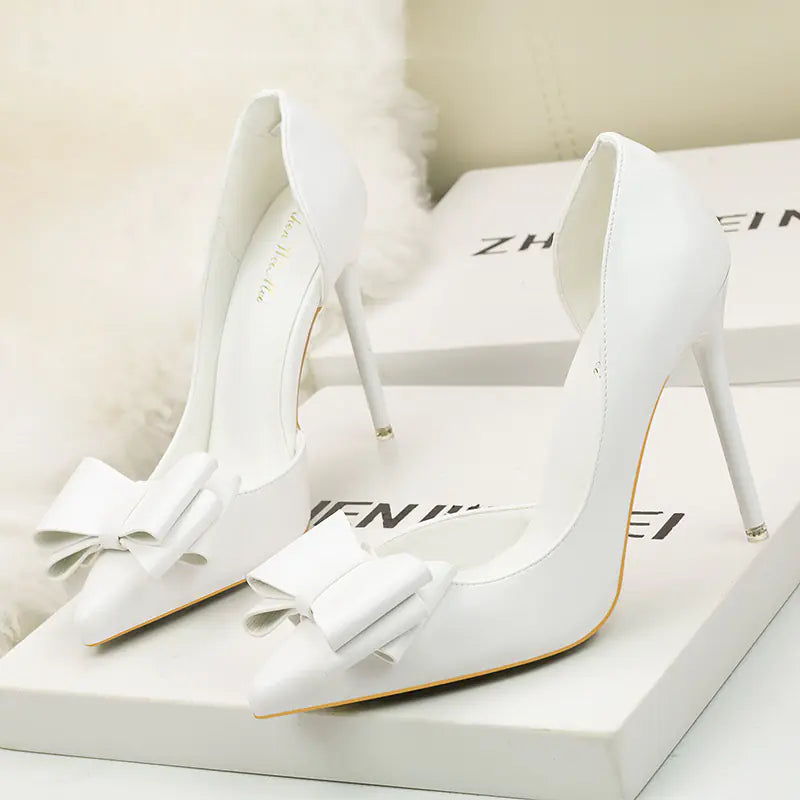 Women's Bow High Heels with Pointed Toe