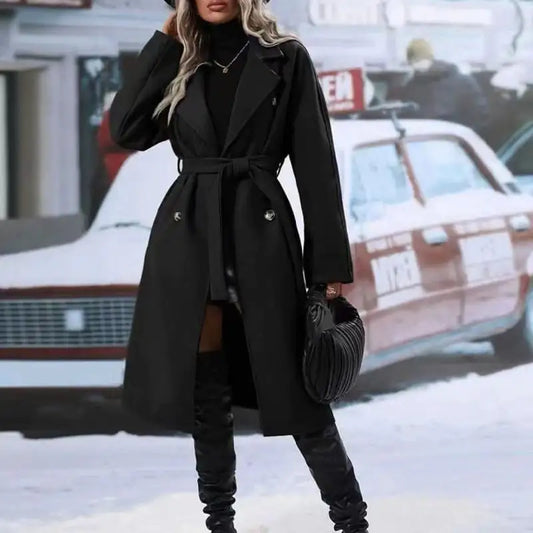 Women's Thick Lace-up Double-breasted Trench Coat