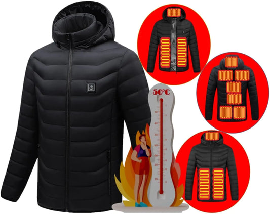 JIELAFIC Heated Hoodie9 Heating Zones CoatHeated Jacket for Women and MenHeated Sweatshirt Heated Hunting Jackets (AS)