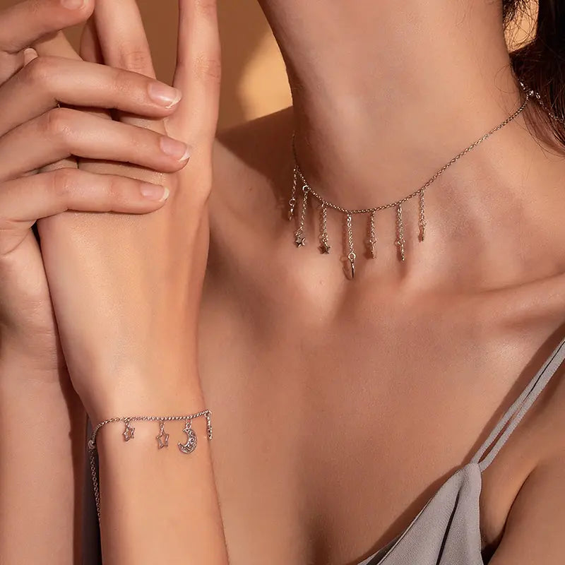Star and Moon Necklace for Women