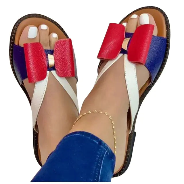 Casual Women's Breathable Flat Bow Slippers for Outdoors