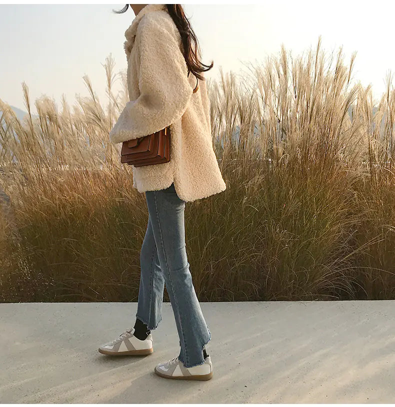 Chic Thick Faux Lamb Wool Jacket for Women