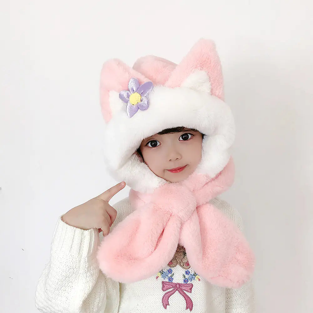 Children's One-Piece Hat with Scarf and Gloves Set