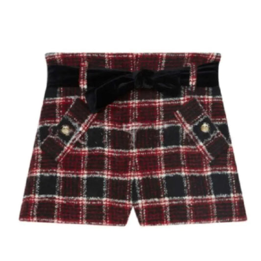 Plaid Tweed Jacket and High Waist Shorts Set for Women