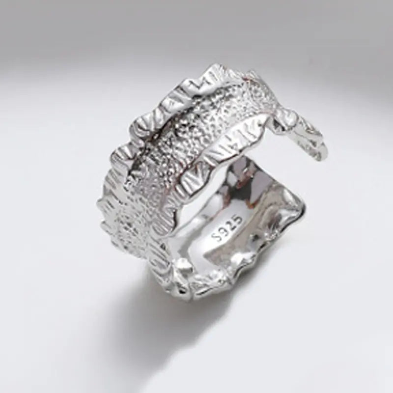 French Textured Ring Set with Korean Style Open Ring