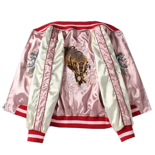 Reversible Tiger Mount Fuji Embroidered Jacket for Women