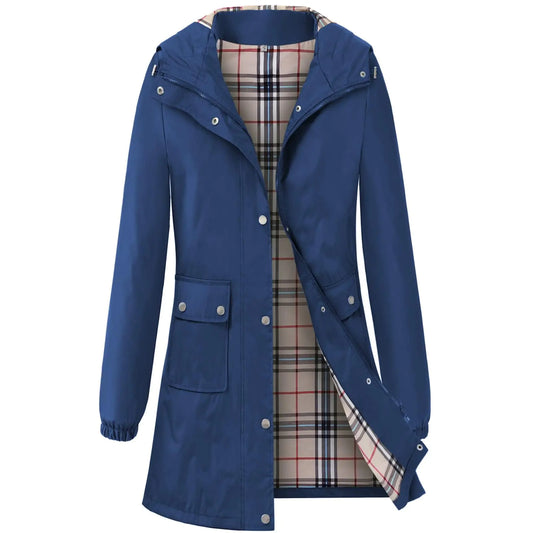 Adiwiid Rain Coat for Women Waterproof with Hood Lightweight Womens Rain Jacket Outdoor Trench Windbreaker Long Raincoats