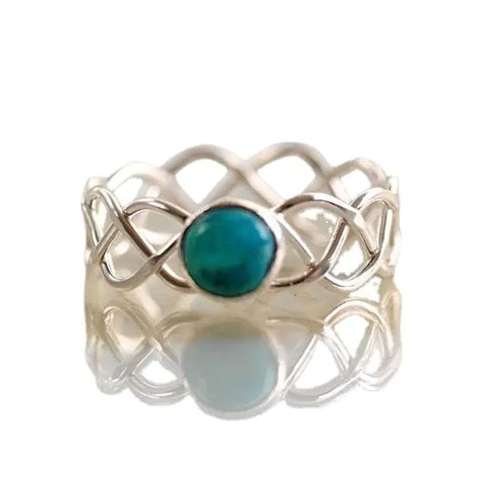Turquoise Ring with Fried Dough Twists Design