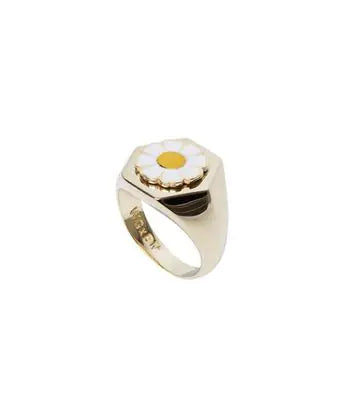 Daisy Enamel Ring - Chic Designer Gold Party Ring