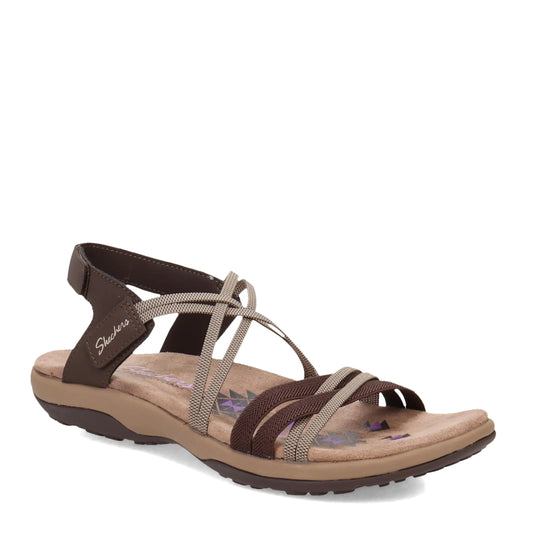 Skechers Womens Reggae Slim-Takes Two Flat Sandal Chocolate 7