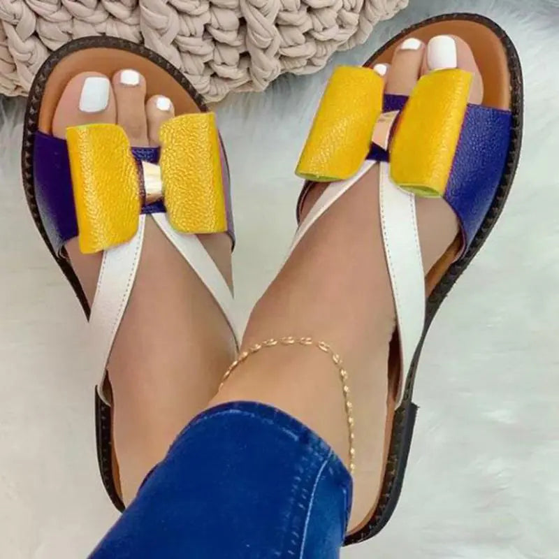 Casual Women's Breathable Flat Bow Slippers for Outdoors