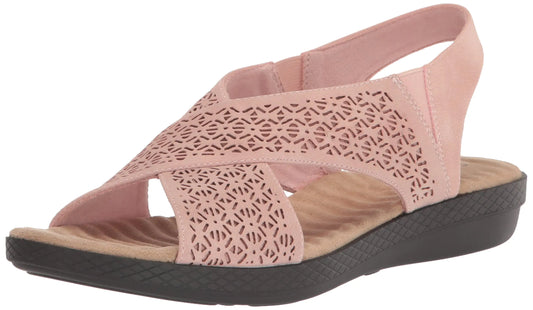Easy Street Womens Claudia Wedge Sandal Blush 8 Narrow