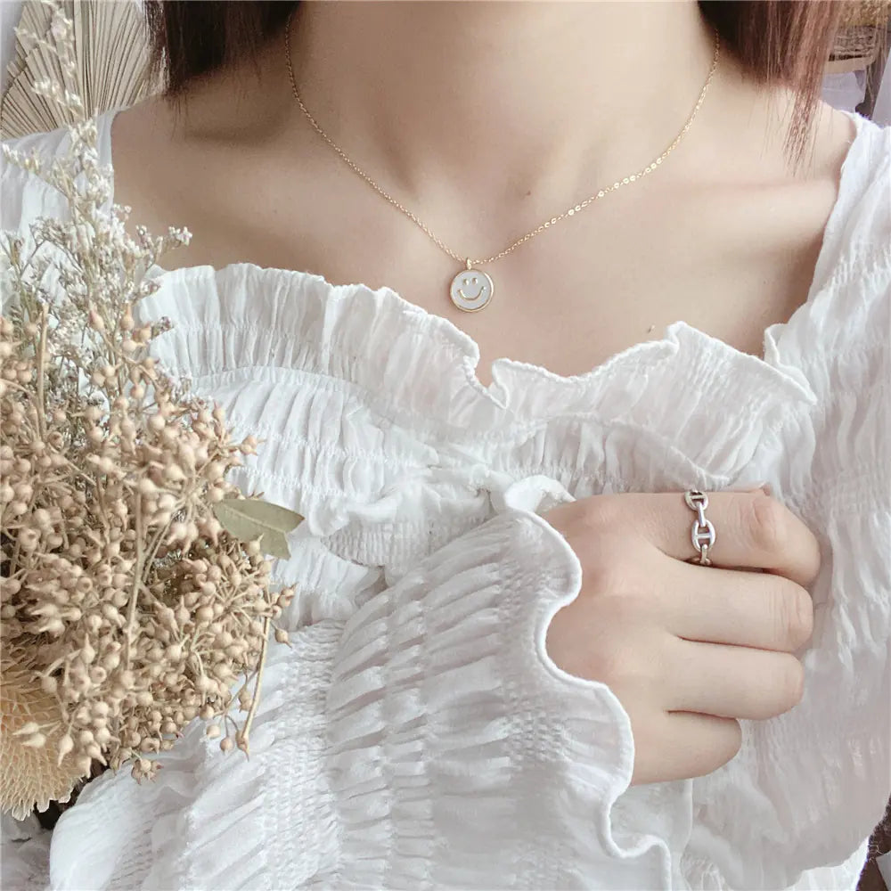 925 Silver Smiley Face Necklace for Women