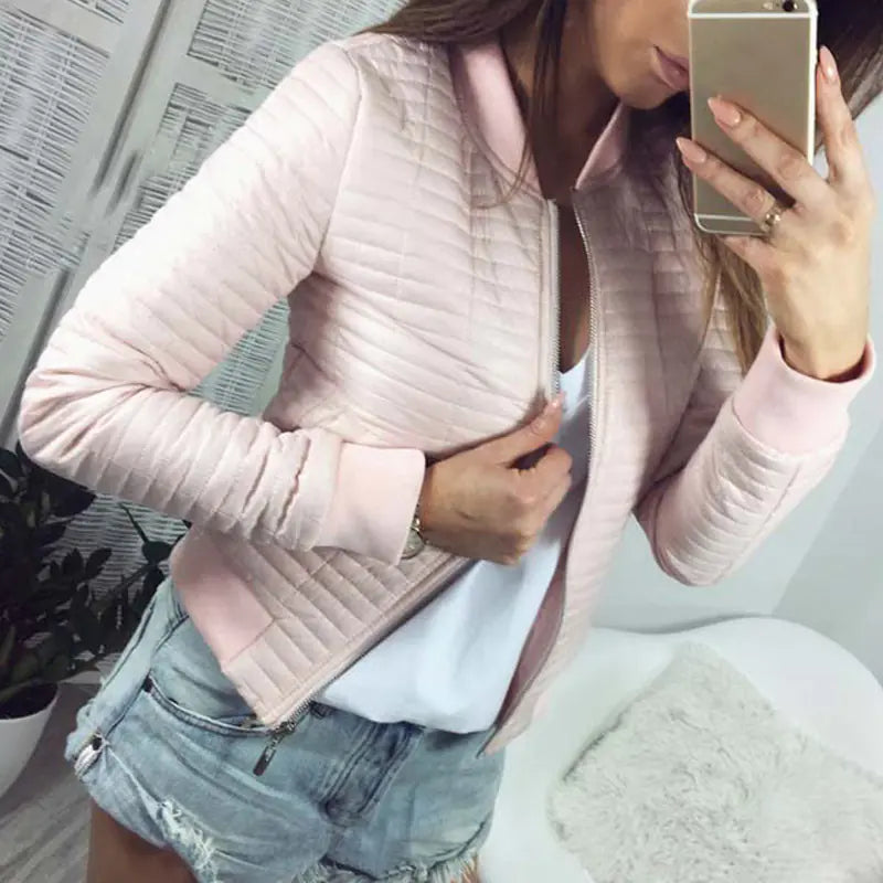 Women's Slim Fit Long Sleeve Zip Cardigan Jacket