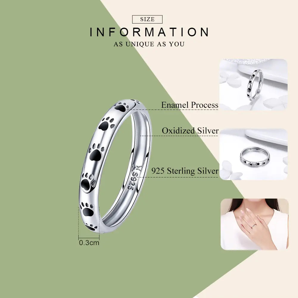 Pet Paw Print Ring S925 Sterling Silver Fashion Ring