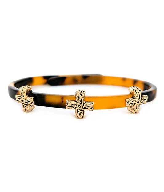 ACETATE BANGLE BRACELET - CROSS-0