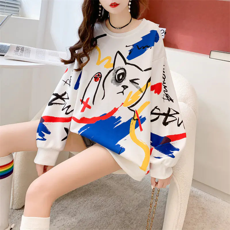 2023 Women's Cartoon Loose Fashion Hoodie Jacket