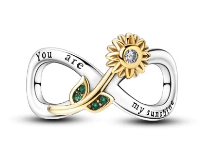 925 Sterling Silver Sunflower Heart Charms for Bracelets