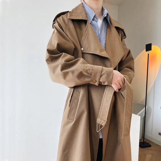 British Mid Length Over Knee Windbreaker Jacket for Women