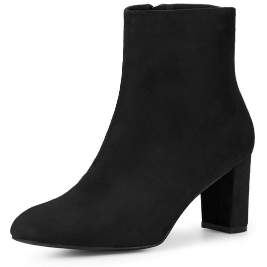 Perphy Square Toe Ankle Boot Chunky Heels Black Boots for Women 8 M US