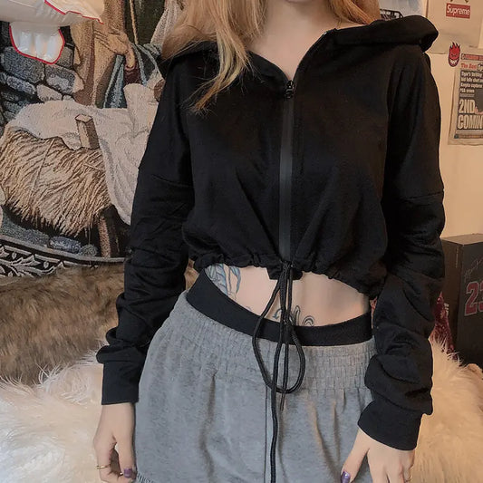 Black Hoodie Jacket for Women - Loose and Stylish