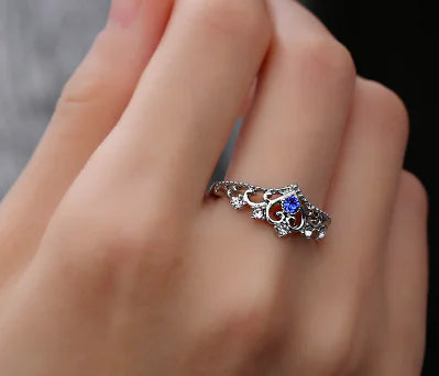 Crown Ring with Diamonds - Vintage Style Ring