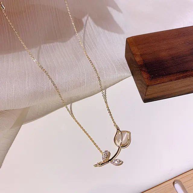 Tulip Charm Pendant Necklace for Women