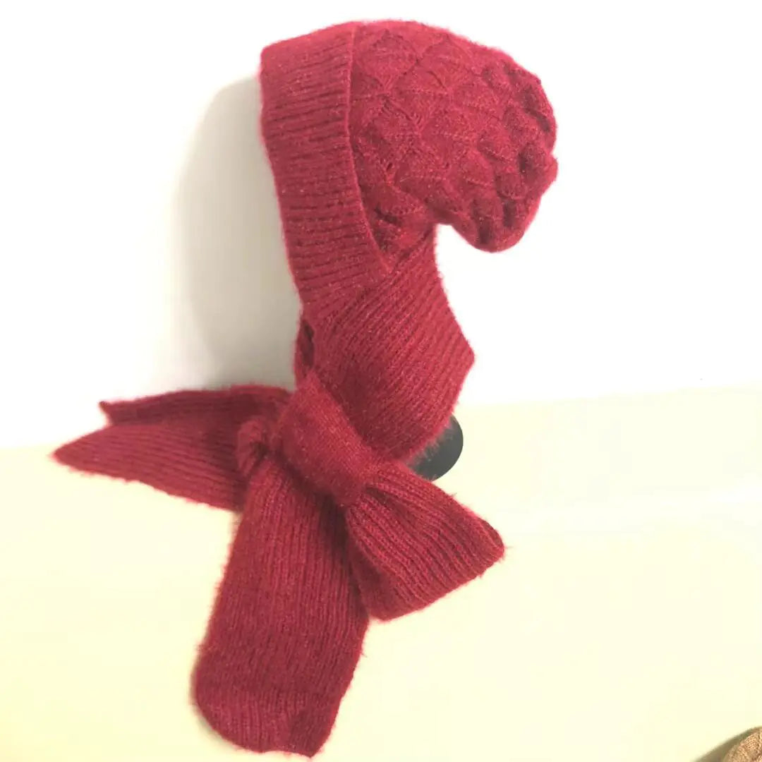 Women's Warm Thickened Woolen One-Piece Hat with Scarf