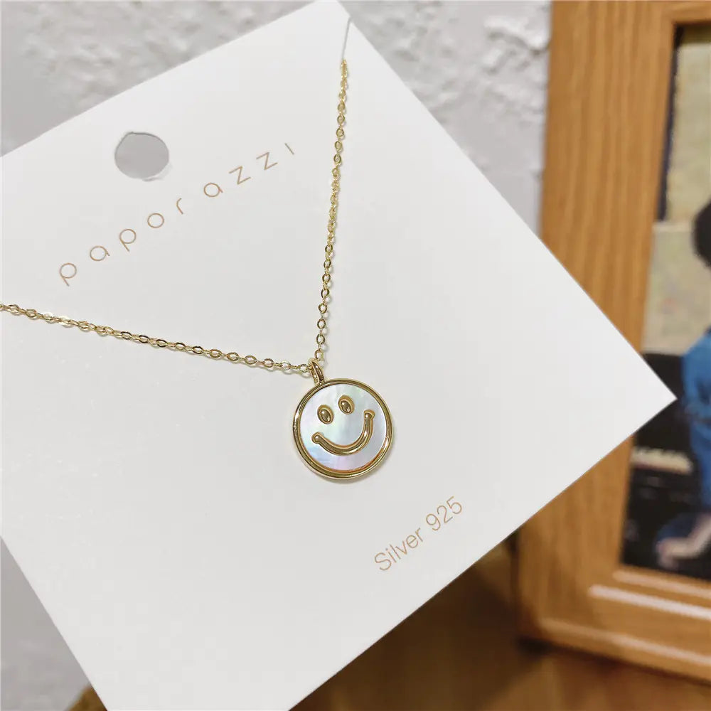 925 Silver Smiley Face Necklace for Women