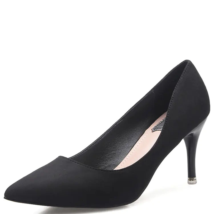 Stylish Low-Cut Suede Women's High Heels, Pointed Toe