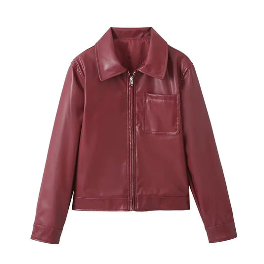 Retro Stylish PU Leather Jacket for Women M6322