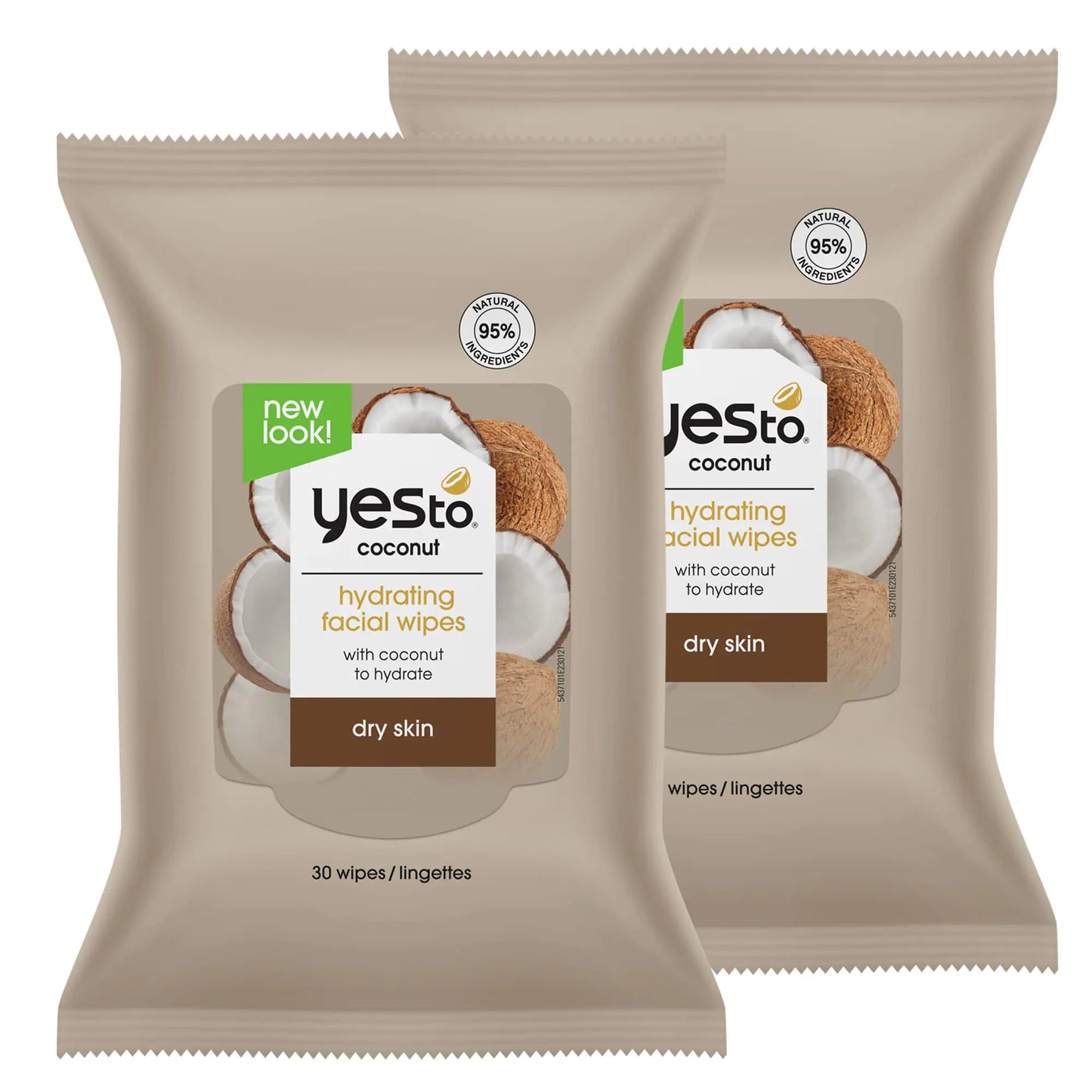 Yes To Face Wipes for Women and Men Restoring Facial Cleansing Wipes for use as a Make Up Remover Cleaning Soothing Coconut (Pack of 2)