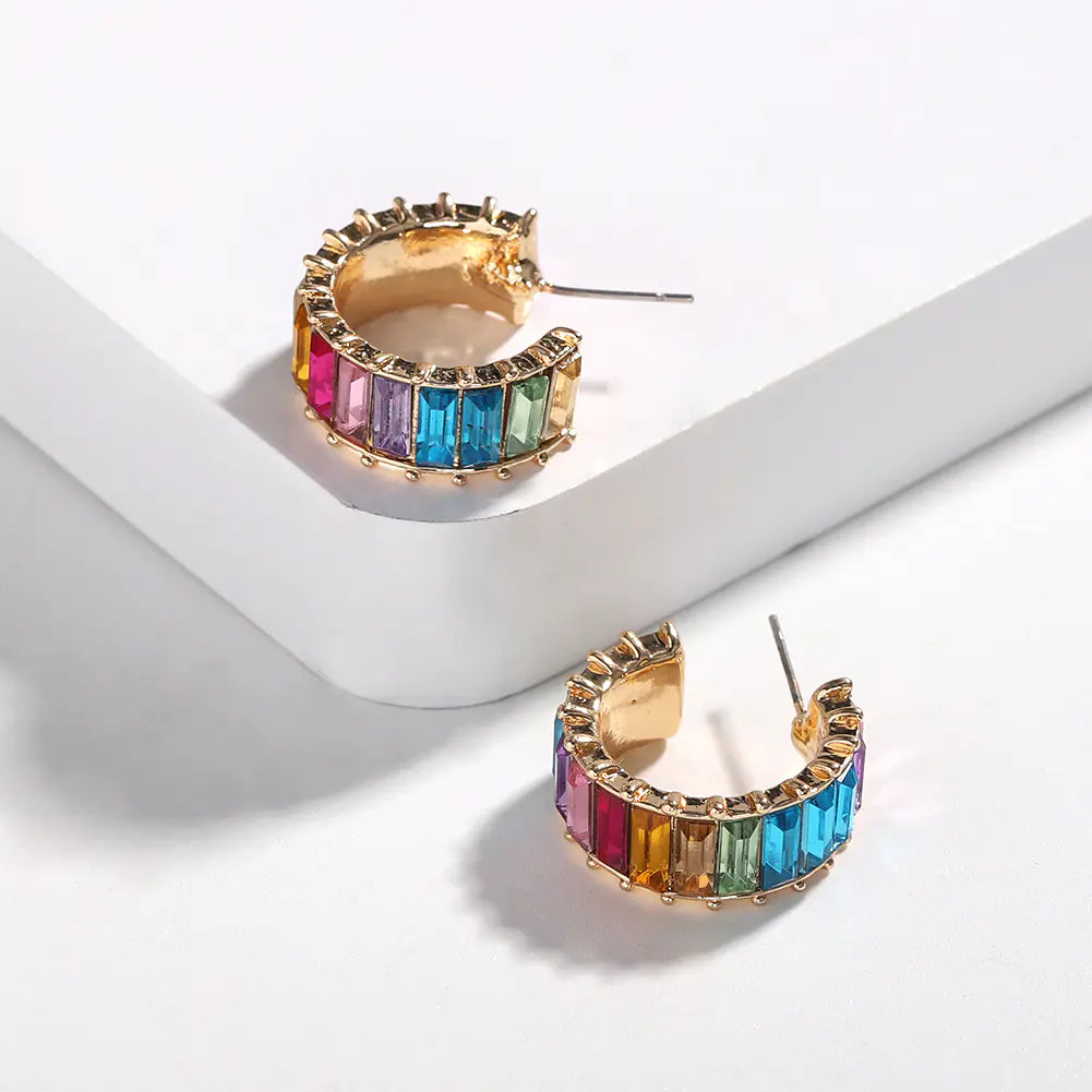 Retro Rose Gold Crystal Zircon Stud Earrings – Elegant Vintage-Style Jewelry for Women