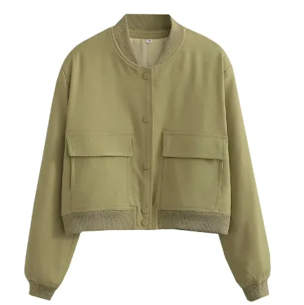 Loose Casual Bomber Jacket for Women – Lightweight Streetwear Coat