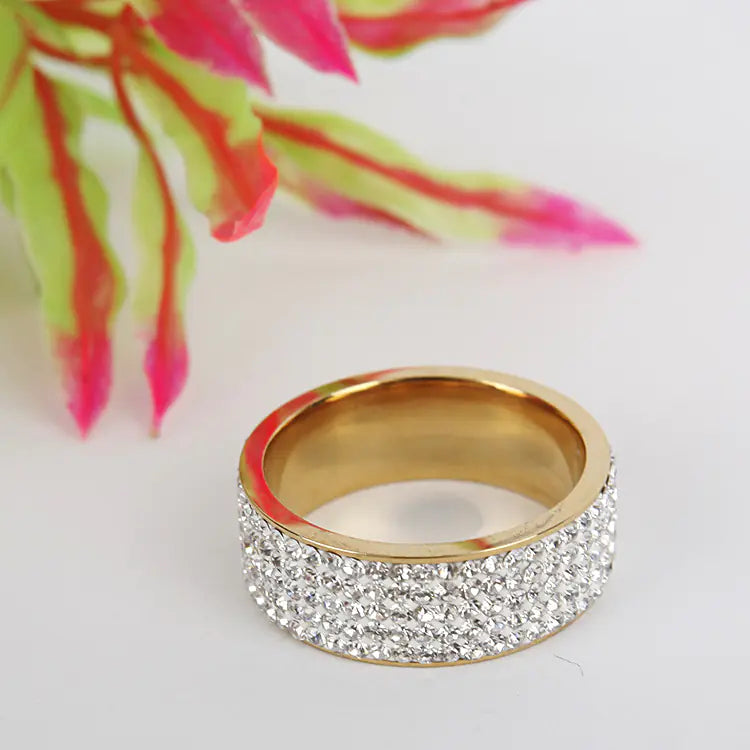 Stainless Steel Ring with Full Diamonds, Fashion Ring
