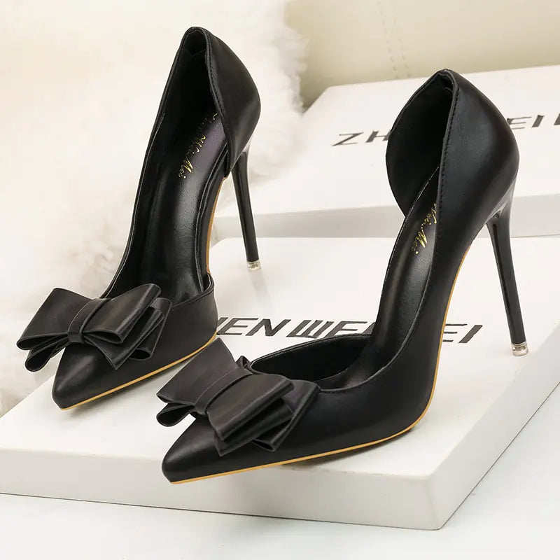 Women's Bow High Heels with Pointed Toe